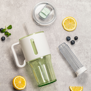 แก้วทัมเบลอร์พลาสติก35ออนซ์พร้อมฝาไม่มี BPA สีเขียวเสจ - Product Image 5