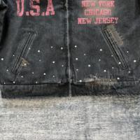 DENIMGUYS Veste en jean élégante pour hommes Manteaux en jean à impression personnalisée Streetwear décontracté Vintage Vestes en jean zippées pour hommes Manteaux