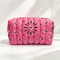 Trousse de Maquillage Bandana Matelassée avec Doublure Paisley – Pochette de Voyage Quotidienne Style Western