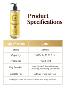 Shampoo <span class=keywords><strong>antipelliculaire</strong></span> Zamora 1000 ml, parfum fruité, contrôle des follicules, contrôle du sébum en surplus, apaise l'inconfort du cuir chevelu, pour les soins capillaires quotidiens - Product Image 6