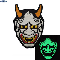 Patch en tissu PVC brodé Masque Hannya japonais, motif Démon Oni Kabuki, insigne moral, brassard tactique, pour sac, décalcomanie, insigne d'épaule