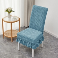 Vente en Gros Nouveau Design Housse de Chaise Jacquard Spandex Jupe Extensible Tricotée pour Décoration de Salle à Manger