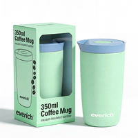Everich Maison et Bureau 350ml ODM Design Tasse à café isolée sous vide à double paroi Tasses personnalisées en céramique avec couvercle à bouton-poussoir