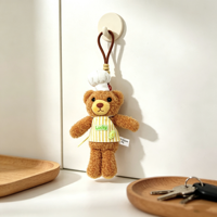 Porte-clés en peluche Ours Chef avec logo personnalisé, porte-tasse, ornement de tasse à café, breloque de sac, jouet en peluche, vente en gros, plusieurs couleurs disponibles