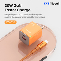 Chargeurs USB-C en gros Miccell, chargeur rapide pour téléphone 30W GaN avec câble tressé USB-C vers USB-C pour iPhone et ordinateur portable