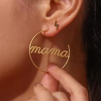 Ensemble de bijoux tendance pour la fête des mères, en acier inoxydable plaqué or 18 carats, avec diamants ronds, lettre anglaise « Mama », boucles d'oreilles et collier