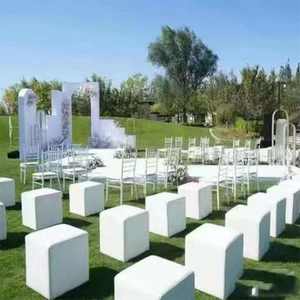 Housse de <span class=keywords><strong>chaise</strong></span> moderne carrée blanche/noire élastique anti-poussière pour tabouret grillé d'exposition de mariage <span class=keywords><strong>Design</strong></span> simple et lavable - Product Image 6