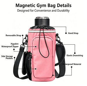 Custom Logo Waterproof Zipper Phone Pocket Magnetic Gym Bag with Water Bottle Holder Sport Fitness <strong>Gymbag</strong> for <strong>Women</strong> Men - Product Image 2