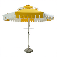 Parasol de marché moderne robuste HH à bord festonné, rayon de 3 m, cadre en aluminium pour utilisation en extérieur sur patio