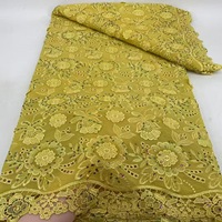 Dentelle Guipure Soluble dans l'Eau Bleue Broderie Cordonnée Tissu Creux pour Robe de Mode Africaine