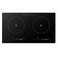 Table de cuisson infrarouge encastrable double brûleur 4400W, plaque chauffante électrique à commande tactile, cuisinière en céramique haute puissance pour usage domestique avec minuterie