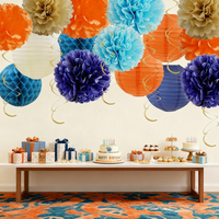 EASTTERN Décoration de fête, lanternes en papier, 15 pièces, anniversaire, bébé, fête prénatale, pompons en papier, nid d'abeille, fournitures de décoration suspendues pour mariage