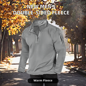 Men's <b>Quarter</b> <b>Zip</b> Pullover Solid Color Stand Collar Long Sleeve Quick Dry Knitted Sweatshirt Autumn Regular Fit - Product Image 2