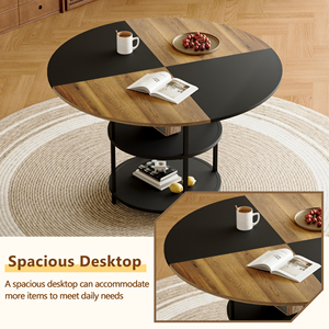 Mesa <span class=keywords><strong>de</strong></span> <span class=keywords><strong>Comedor</strong></span> - Almacenamiento <span class=keywords><strong>de</strong></span> Doble Capa, Diseño en Madera y Negro con Combinación <span class=keywords><strong>de</strong></span> Colores en Forma <span class=keywords><strong>de</strong></span> Abanico, Interpretación <span class=keywords><strong>de</strong></span> la Estética del Hogar - Product Image 4