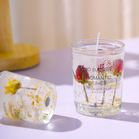 Luxuriöse Heimdekoration Klare Gelwachs-Kerzen im Glasbecher mit Geschenkverpackung, Getrockneten Blumen und Kristall-Duftkerzen