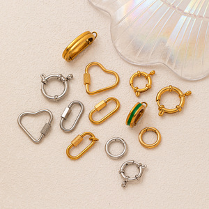 Fermoirs de bijoux en acier inoxydable plaqué or 18 carats, anneaux ovales en forme de cœur, accessoires pour colliers et bracelets DIY - Product Image 2