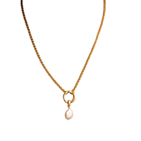 Collier unisexe tendance en cuivre électroplaqué, style bord de mer, pendentif vague, perle d'océan, design de niche européen et américain, couleur tendance