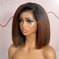 Perruques de cheveux humains vierges à cuticules alignées, bruns, lisses comme des baguettes, avec perruque frontale en dentelle 5x5, sans colle, cheveux cambodgiens