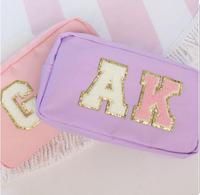 Stock multi couleurs sans quantité minimale de commande en nylon grand sac cosmétique fermeture éclair trousse de toilette organisateur pour femmes filles pochette cadeau maquillage