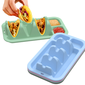 Lebensmittel qualität Silikon Taco Platten halter Hitze beständiger Silikon Serviert ablett Stand Taco Rack Mit Trennwänden Wieder verwendbarer Taco Halter - Product Image 1