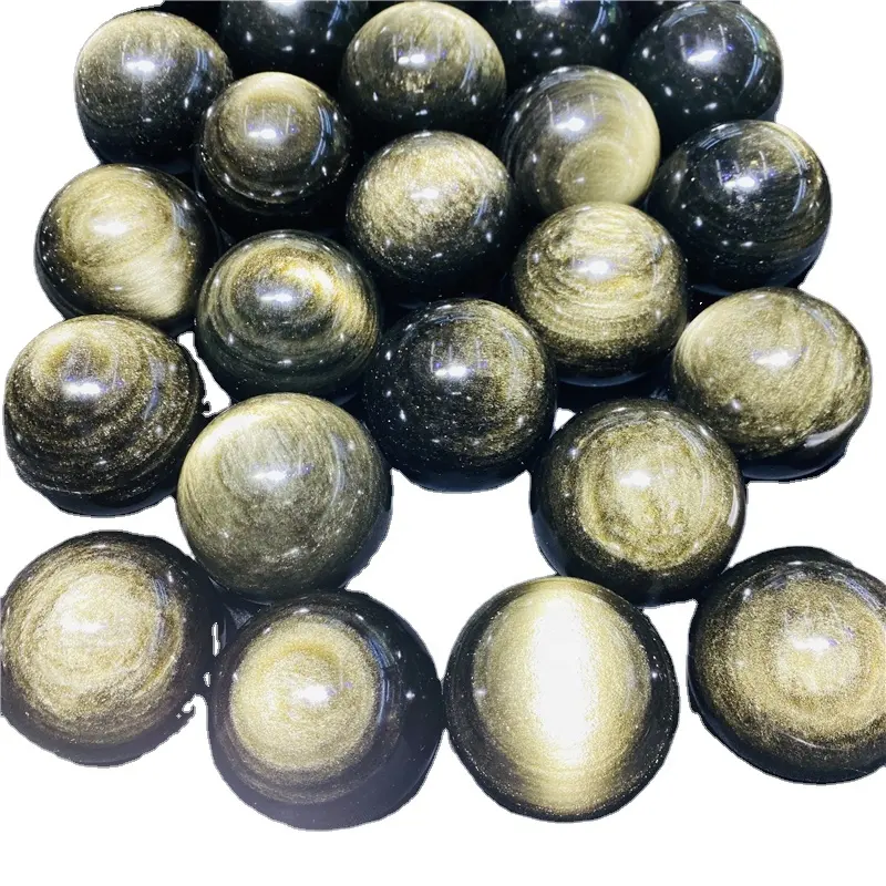 Vente en gros de sphères de cristal d'obsidienne boule de roche en cristal d'obsidienne avec éclat d'or naturel