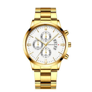 カスタムメイドブランド、あなただけのスリムゴールドクォーツ腕時計、メンズステンレススチールクロノグラフウォッチケース、ラグジュアリーファッションイエロー - Product Image 6