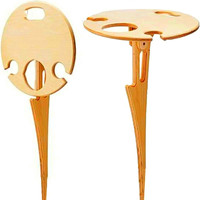Table de pique-nique pliable légère en bois pour le camping en plein air avec porte-bouteille et porte-verre, design portable