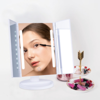 Miroir de maquillage de table de courtoisie d'écran tactile de lumières LED pliables de trois manières d'approvisionnement d'usine