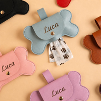 Porte-sac à déjections canines personnalisé en cuir PU, pochette pour laisse de chien avec nom personnalisé, fermeture à pression, cadeau pour maman de chien, commande en gros