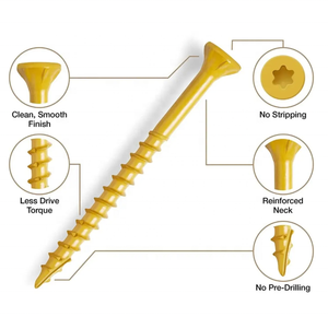 8x3 pouces # Vis à tête carrée CSK 17 mm pour terrasse, en bois, à tête plate Torx, revêtement brun-jaune, pour panneaux de particules, mesure métrique - Product Image 2