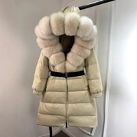 Manteau long pour femme, style européen, hiver 2025, en satin, imperméable, avec col en fourrure de renard, à capuche, coupe ample, nouvelle tendance, blouson
