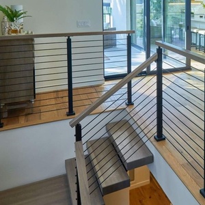 Aanpasbare zwarte schuine 36 inch kabelrailpaal van roestvrij staal, draadkabelrail voor binnen en buiten, moderne metalen railing systemen - Product Image 6