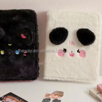 Carnet de notes/agenda/journal A5 à couverture rigide en peluche multicolore avec motifs ours, lapin et chat, 18x23,5 cm, papeterie