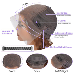 Perruque en <span class=keywords><strong>cheveux</strong></span> humains ondulés avec dentelle frontale HD 13x6, brun chocolat, densité 200%, avec <span class=keywords><strong>cheveux</strong></span> de bébé, sans colle, aspect naturel pour femmes - Product Image 5