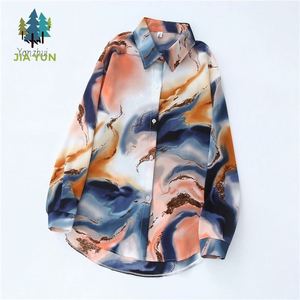 2026 Top-Mode Frühling Knopfleisten-Tie-Dye-Bluse Maßgeschneidertes Satin-Hemd für Damen - Product Image 3