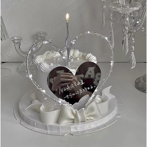 กระจกอะคริลิกรูปหัวใจรูปน้ำผึ้งและน้ำหวาน ขนาด 13.5 ซม. ของตกแต่งเค้กวันเกิด - Product Image 1