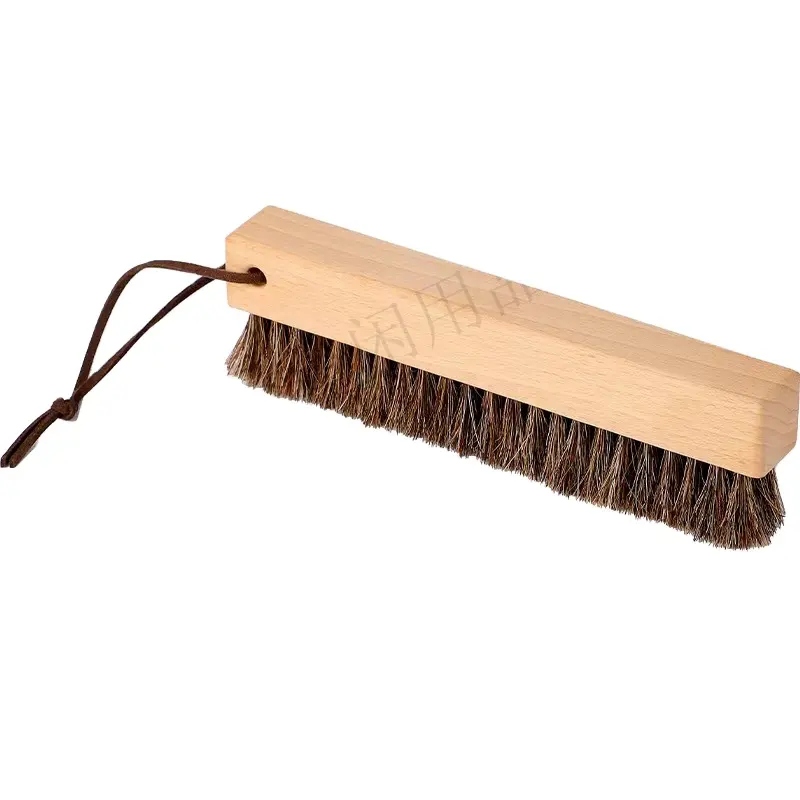 Natural horse mane anti-static household bed sweep broom counter solid wood brush grinder coffee powder cleaning brush