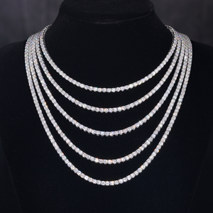 GRA Certificado VVS1 Lab Grown Moissanite Diamond Classic Tennis Chain 925 Sterling Silver Mossanite Tennis <span class=keywords><strong>Necklace</strong></span> - Product Image 1