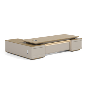 Conjunto de Muebles de Oficina Ejecutivos de Madera Maciza en Forma de L, Clásico y Duradero, con Almacenamiento, Escritorio Convertible Moderno - Product Image 1