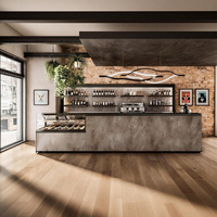 Comptoir de pâtisserie en pierre artificielle sur mesure, vitrine de présentation avec éclairage LED pour bar à café, lait et thé