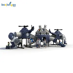 Outdoor UFO Satellite Themed Play Set Kids Slide Large Scale Custom Family Children Park Luxury Amusement Playground Equipment