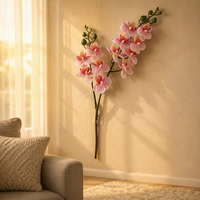 Mini Fleurs Artificielles Phalaenopsis en Plastique Souple Faites à la Main Durables et Réalistes, 2 Fourches, 12 Fleurs, Style Bohème, Marque LIAI