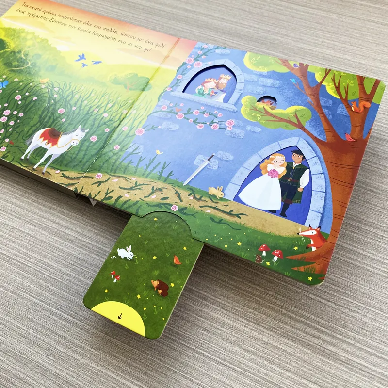 Custom Pop Up Kids Slide Boek Hardcover Board Boek Voor Kinderen