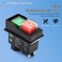 YCZ2 Saklar Elektromagnetik 4/5 Pin 110V/220V Momentary(Reset) On Off Tombol Tekan Merah/Hijau Penghenti Darurat Pengganti KJD17