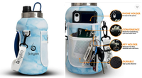 Bouteilles d'eau portables de 74 oz (2,2 L) avec marqueur de temps, grandes gourdes pour la gym, bouteilles d'eau d'un demi-gallon