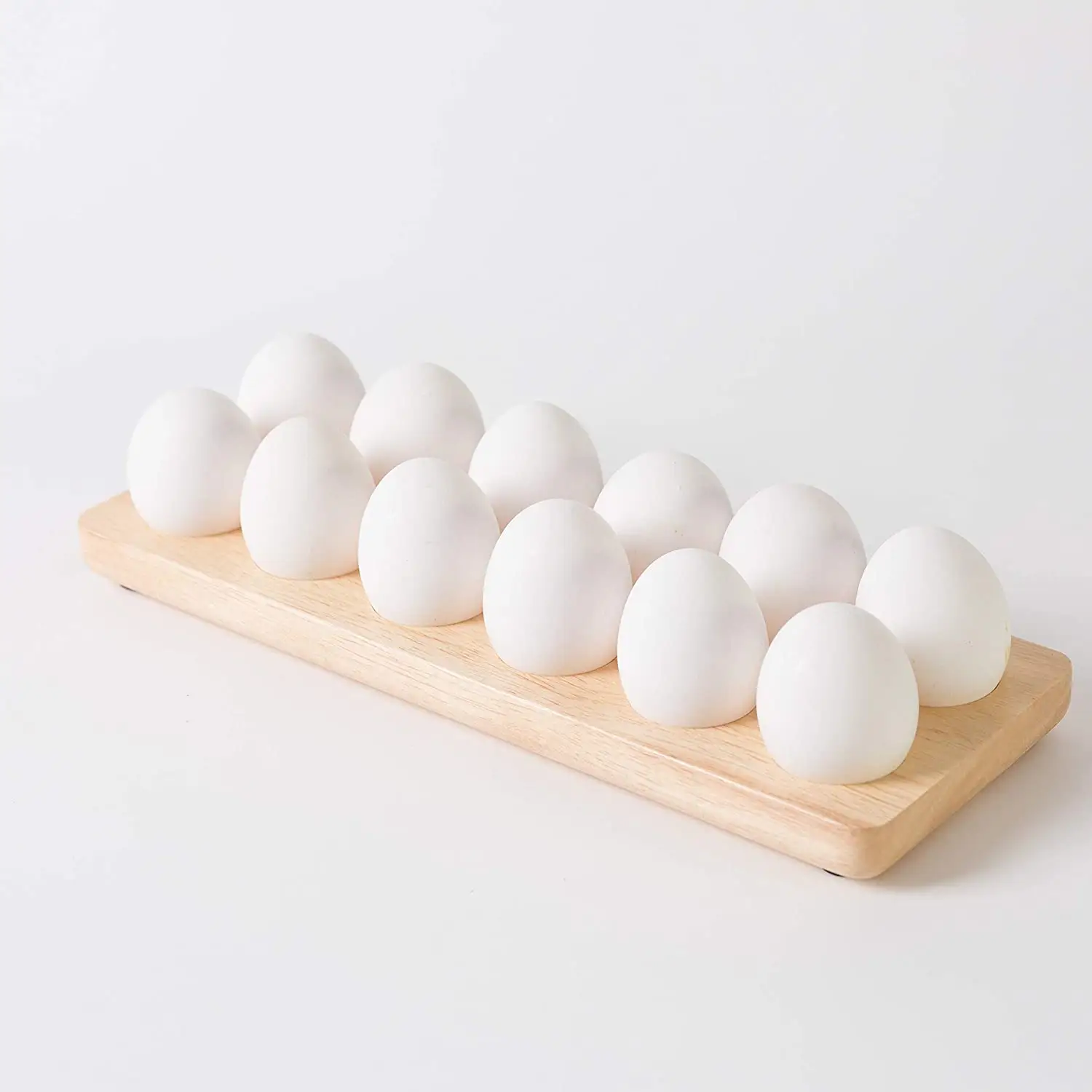 PUSELIFE kualitas tinggi kustom grosir baki telur kayu alat dapur rak penyimpanan telur nampan telur kayu