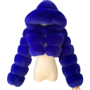 Manteau de Fourrure Veste Mode <span class=keywords><strong>Court</strong></span> pour <span class=keywords><strong>Femme</strong></span> Manteau en Fausse Fourrure de Renard avec <span class=keywords><strong>Capuche</strong></span> Manteau d'Hiver en Fausse Fourrure pour Dame - Product Image 6