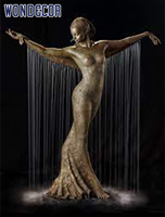 Décoration d'art public extérieur moderne : Statue de ballerine en bronze grandeur nature avec fontaine en laiton