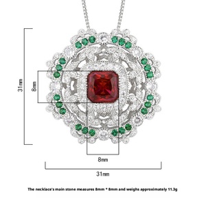 High Quality 8*8mm Imitation Jade Floral Pendant Jewelry Finish Eco-friendly Copper Flower Layered Necklace for Ladies Festival - Product Image 6