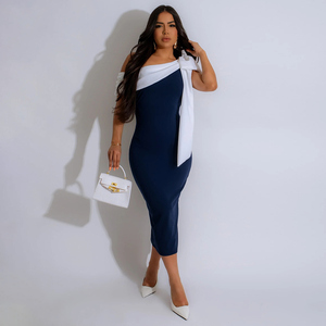 XXL CY901375 <span class=keywords><strong>Sexy</strong></span> Party Midi Kleid Mode Frau Abendkleider Schräge Schulter Schleife Bodycon Kleid - Product Image 3